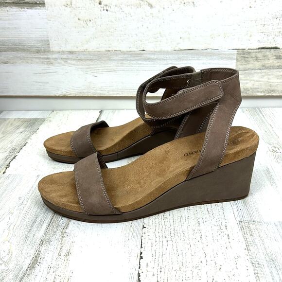 Lucky Brand Women’s 10 Tan Leather Strappy Wedge Ankle Strap Sandals - Picture 3 of 8